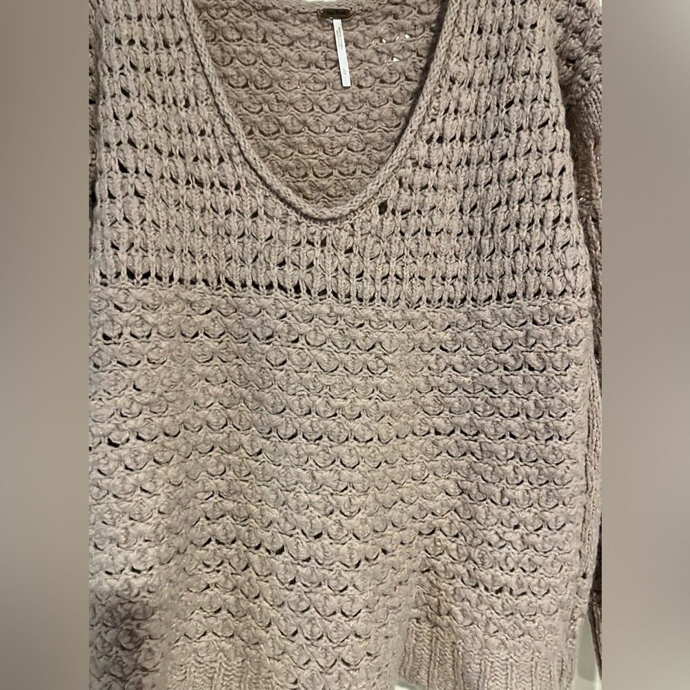 Free People Womens Crashing Waves Slouchy Oversized Wool Knit Pullover Sweater - Picture 5 of 10